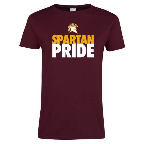  Womens Maroon Short Sleeve Tee - Spartan Pride