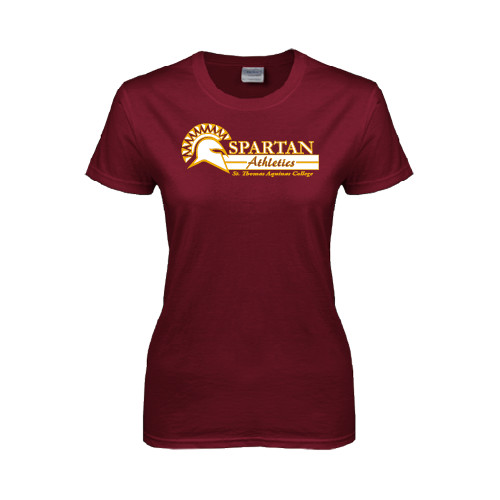  Womens Maroon Short Sleeve Tee - Spartan Athletics
