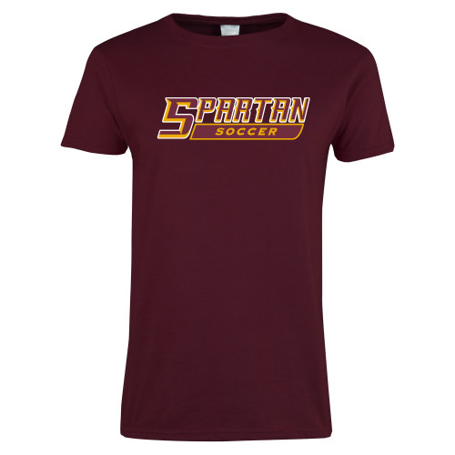  Womens Maroon Short Sleeve Tee - Soccer