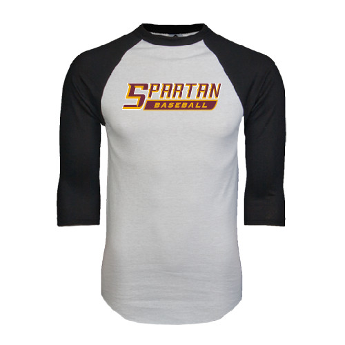  White/Black Raglan Baseball T Shirt - Baseball