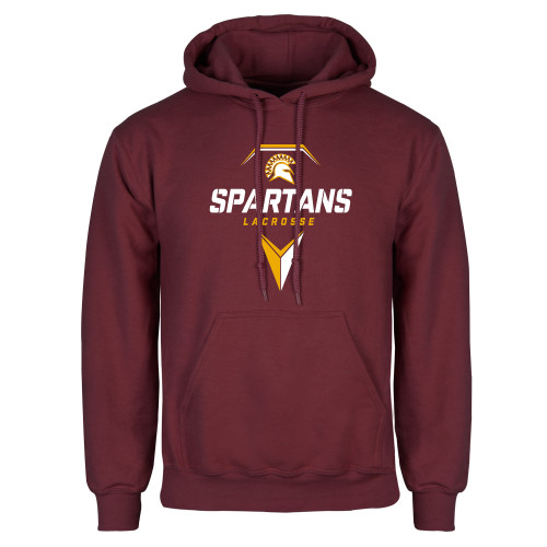  Maroon Fleece Hoodie - Spartans Geometric Lacrosse Head