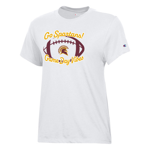  Champion Womens  White Core Short Sleeve Tee - STAC - Game Day Vibes
