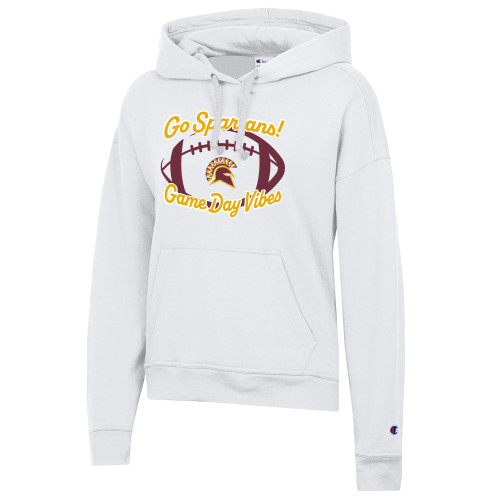 Champion Womens White Powerblend Pullover Hood - STAC - Game Day Vibes