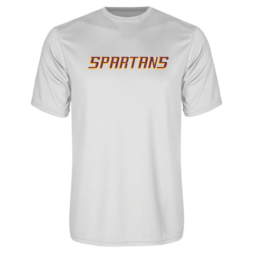  White Performance Tee - Spartans Word Mark