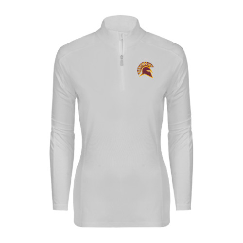  Syntrel Womens White Interlock 1/4 Zip - Official Logo