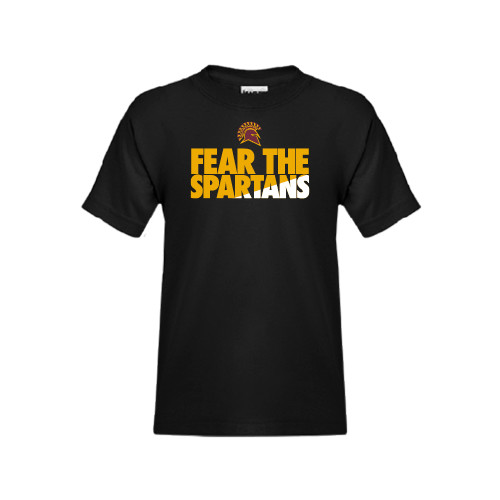  Youth Black T Shirt - Fear The Spartans