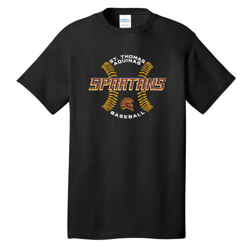  Extended Black T Shirt - Spartans Baseball w/ Seams