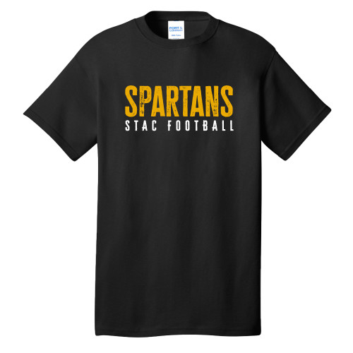  Extended Black T Shirt - STAC - Spartans Distressed Football