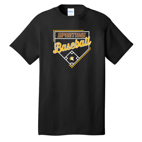  Extended Black T Shirt - Baseball with Diamond - Spartans