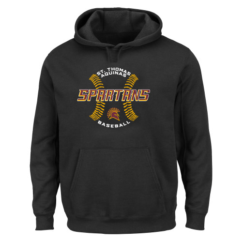  Extended Black Hoodie - Spartans Baseball w/ Seams