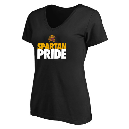  Womens Plus Black V Neck T Shirt - Spartan Pride