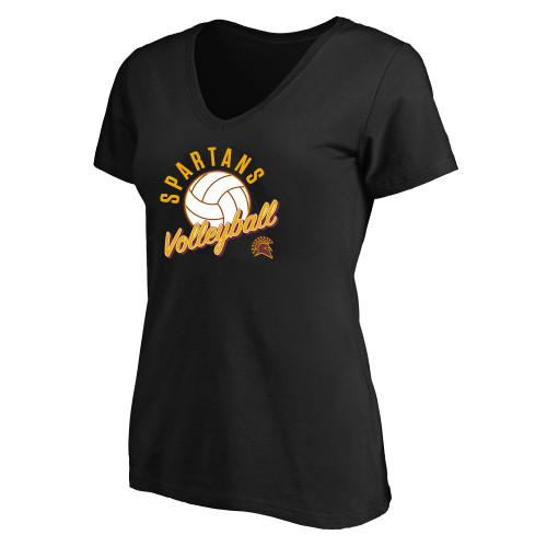  Womens Plus Black V Neck T Shirt - Spartans Volleyball