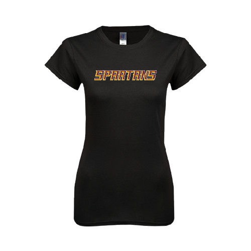  Next Level Womens Black Boyfriend Tee - Spartans Word Mark
