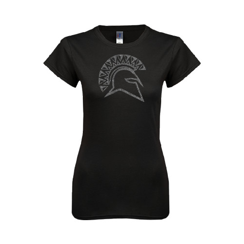  Next Level Womens Black Boyfriend Tee - Official Logo Graphite Glitter