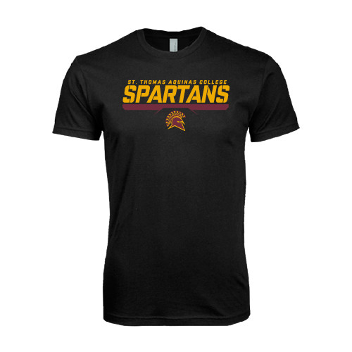  Next Level Black SoftStyle T Shirt - St. Thomas Aquinas Spartans Stacked w/ Bar