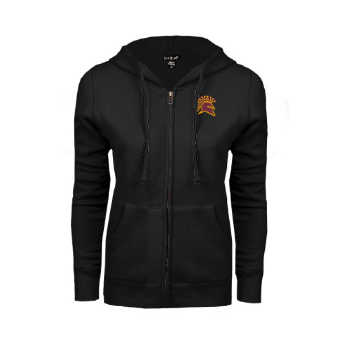  ENZA Womens Black Fleece Full Zip Hoodie - Official Logo