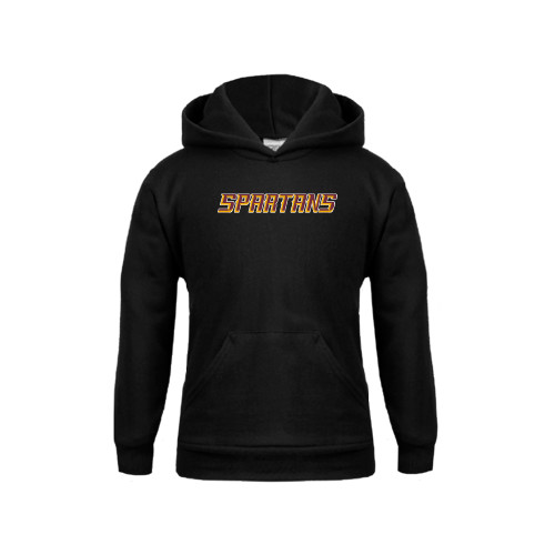  Youth Black Fleece Hoodie - Spartans Word Mark