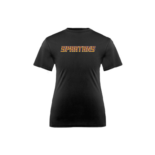  Youth Performance Black Tee - Spartans Word Mark