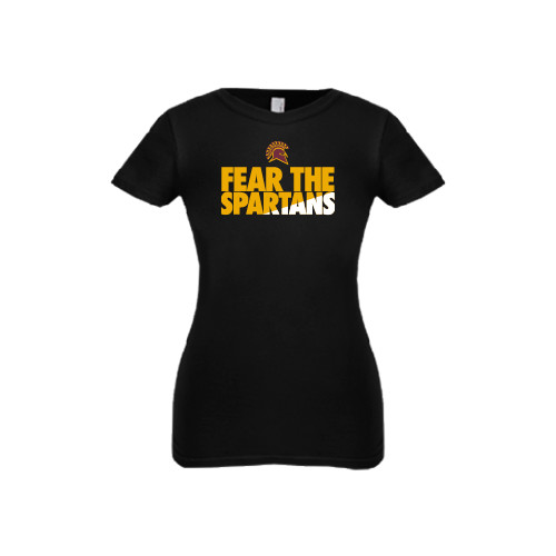 Next Level Girls Black Fashion Fit T Shirt - Fear The Spartans