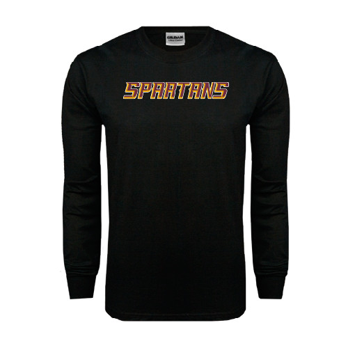  Black Long Sleeve T Shirt - Spartans Word Mark
