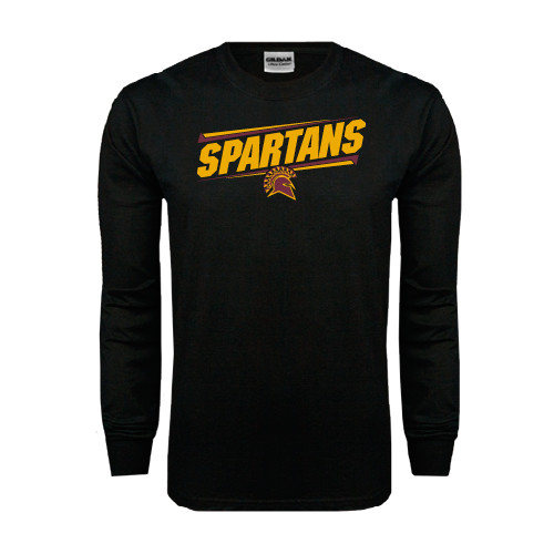  Black Long Sleeve T Shirt - Spartans Angled