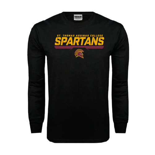  Black Long Sleeve T Shirt - St. Thomas Aquinas Spartans Stacked w/ Bar
