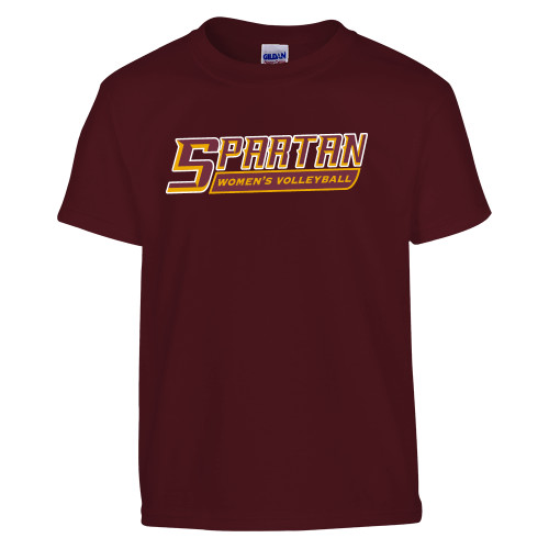  Youth Maroon T Shirt - Womens Volleyball - Spartans