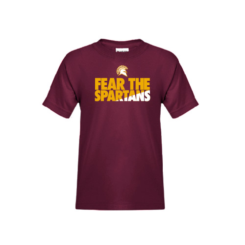  Youth Maroon T Shirt - Fear The Spartans