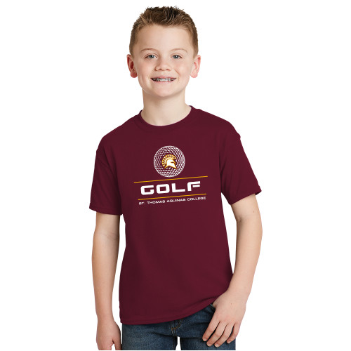  Youth Maroon T Shirt - St. Thomas Aquinas Golf Stacked