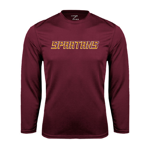  Maroon Performance Long Sleeve Shirt - Spartans Word Mark