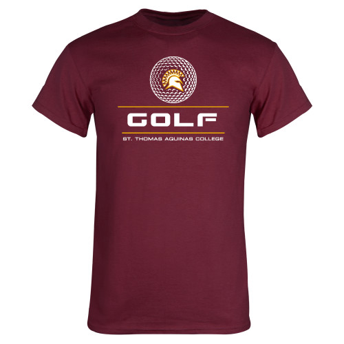  Maroon T Shirt - St. Thomas Aquinas Golf Stacked