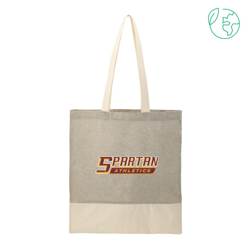  Split Recycled Grey Cotton Twill Convention Tote - Spartan Athletics Word Mark