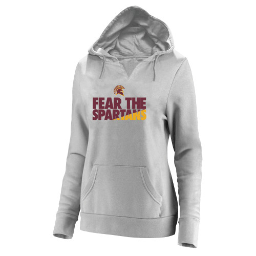  Womens Plus Heather Grey Hoodie - Fear The Spartans