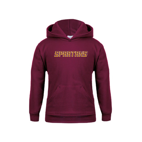  Youth Maroon Fleece Hoodie - Spartans Word Mark