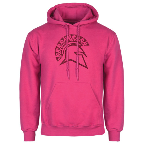  Womens Fuchsia Fleece Hoodie - Official Logo Hot Pink Glitter