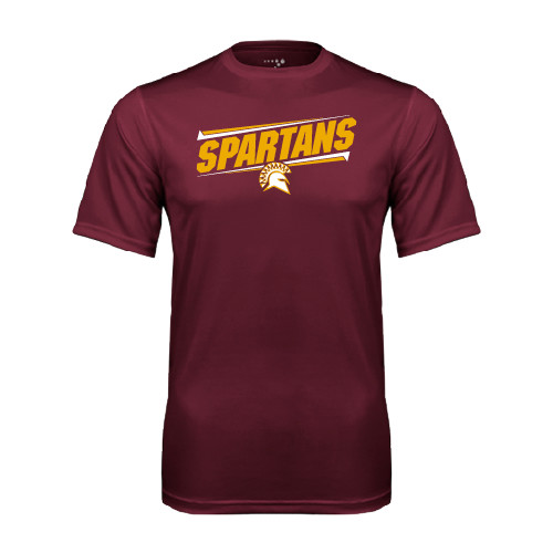  Maroon Performance Tee - Spartans Angled