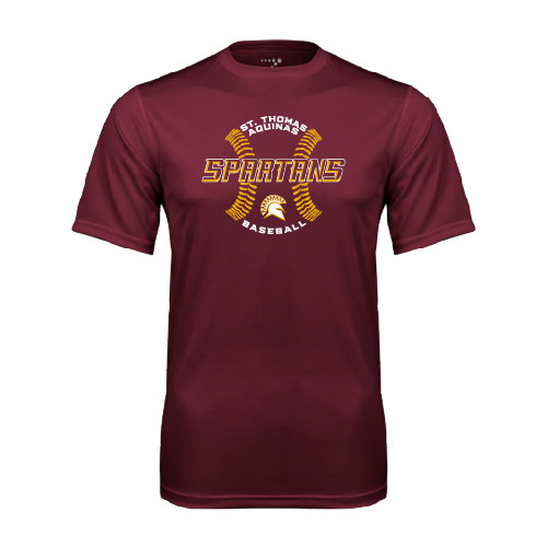  Maroon Performance Tee - Spartans Baseball w/ Seams