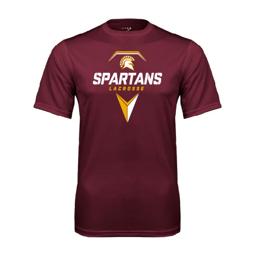  Maroon Performance Tee - Spartans Geometric Lacrosse Head