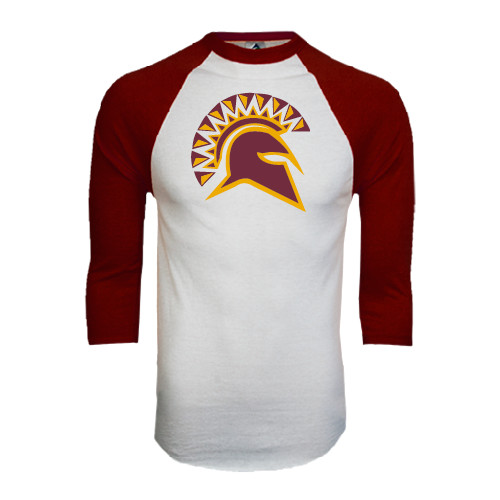  White/Maroon Raglan Baseball T Shirt - Official Logo