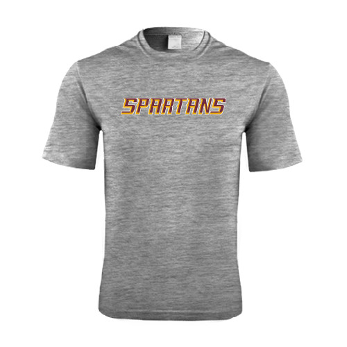  Grey Heather Performance Contender Tee - Spartans Word Mark