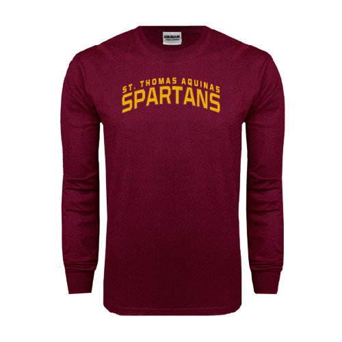  Maroon Long Sleeve T-Shirt - St. Thomas Aquinas Spartans Arched