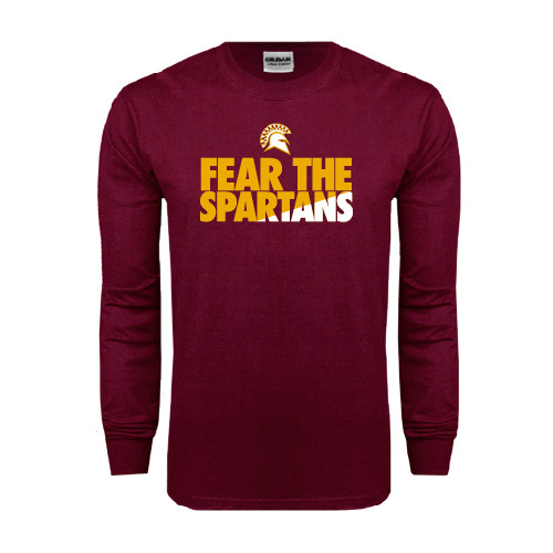  Maroon Long Sleeve T-Shirt - Fear The Spartans