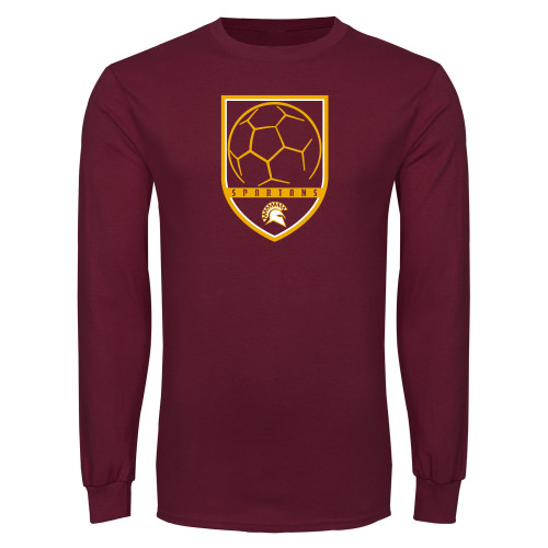  Maroon Long Sleeve T-Shirt - Spartans Soccer Shield