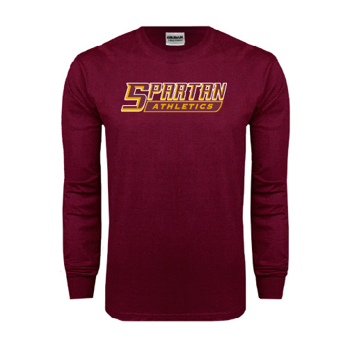  Maroon Long Sleeve T-Shirt - Spartan Athletics Word Mark