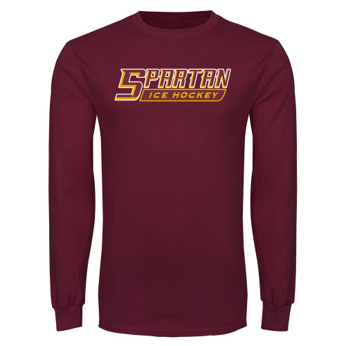  Maroon Long Sleeve T-Shirt - Ice Hockey