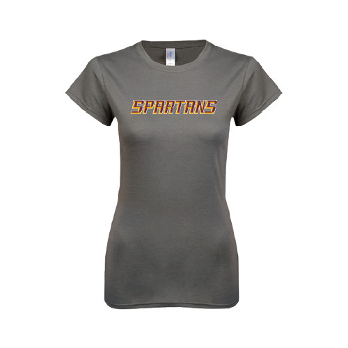  Next Level Womens Charcoal Boyfriend Tee - Spartans Word Mark