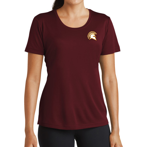  Womens Maroon Performance Short Sleeve Tee - Official Logo