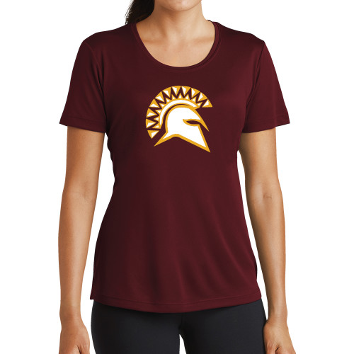  Womens Maroon Performance Short Sleeve Tee - Official Logo