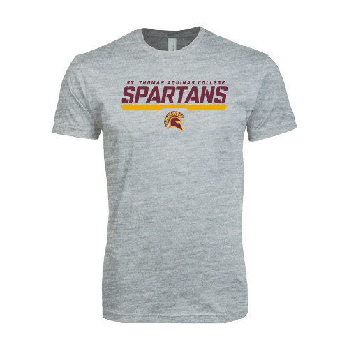  Next Level Heather Grey SoftStyle T Shirt - St. Thomas Aquinas Spartans Stacked w/ Bar