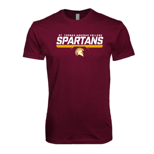  Next Level Maroon SoftStyle T Shirt - St. Thomas Aquinas Spartans Stacked w/ Bar